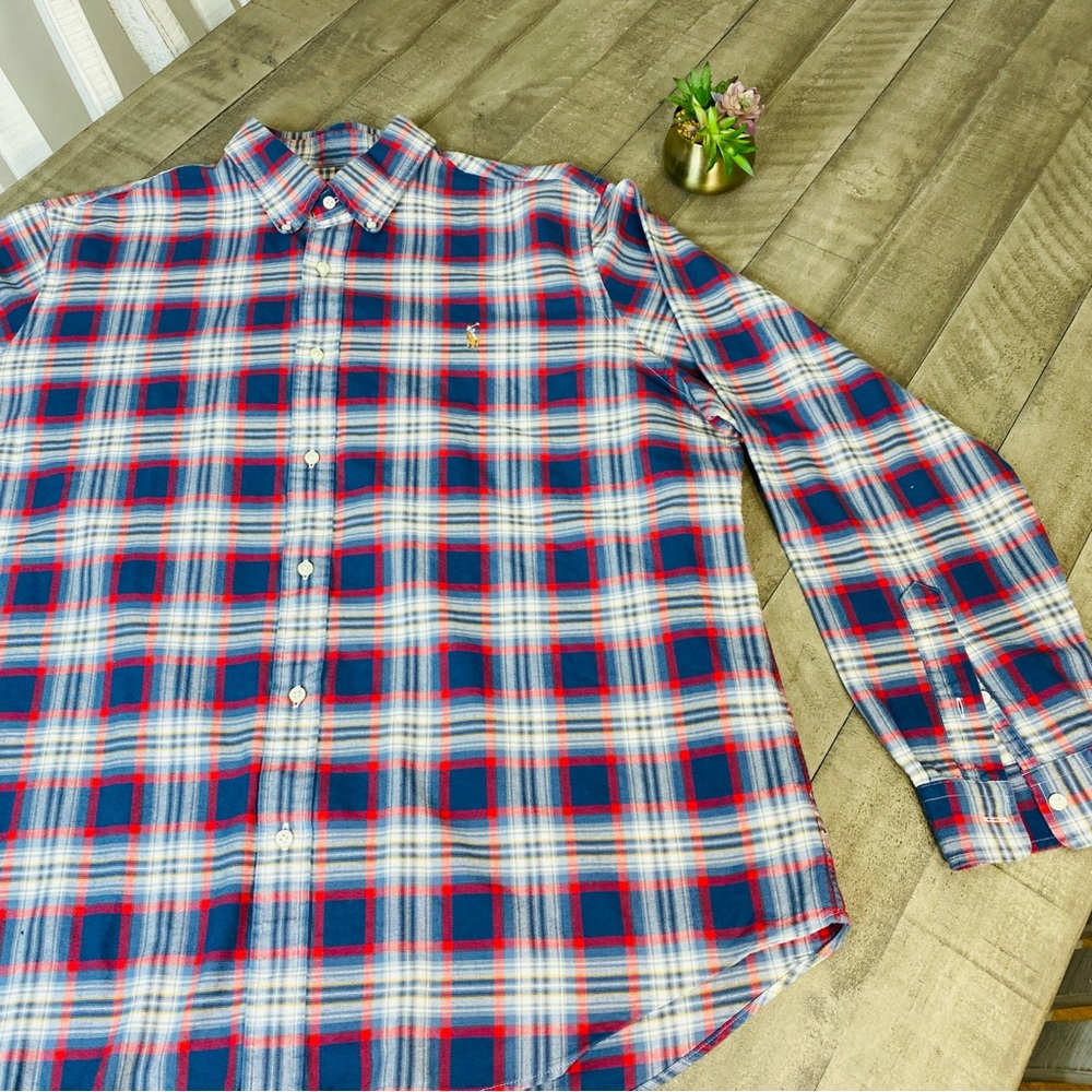 Polo Ralph Lauren Men’s Shirt Classic Fit Navy Red Plaid Pattern Size XXL - Picture 6 of 12